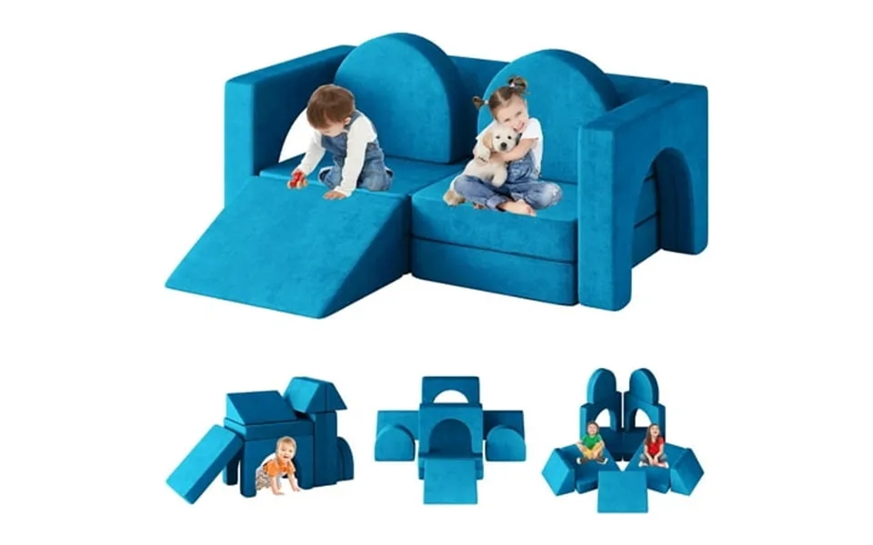 Linor 10pcs Modular Kids Play Couch Kids Couch With Climbing Slope Toddler Couch For Playing Creating Sleeping Indoor Ki