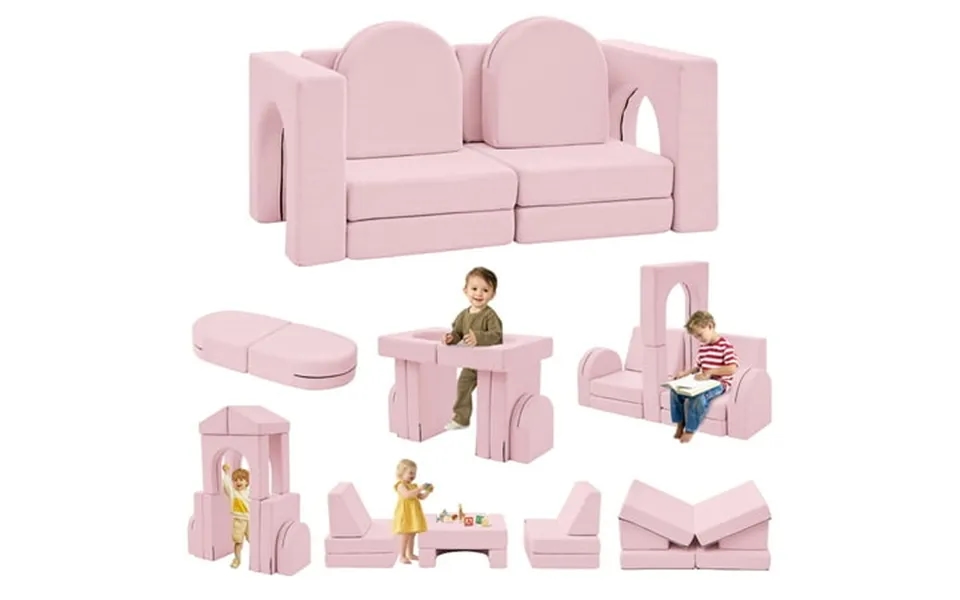 Linor 10pcs Modular Kids Play Couch Kids Couch With Climbing Slope Toddler Couch For Playing Creating Sleeping Indoor Ki