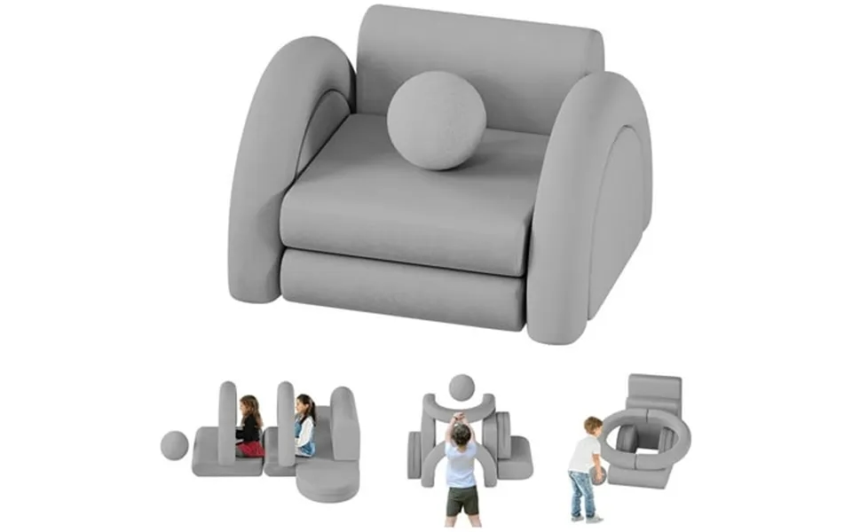 Linor 8pcs Modular Kids Play Couch With Balls And Tunnel For Playing And Creativing