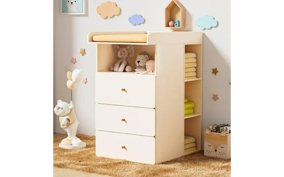 Linor Baby Changing Table Dresser - Nursery Dresser With Removable Changing Pad Safety Straps & 3 Storage Drawers Sturdy
