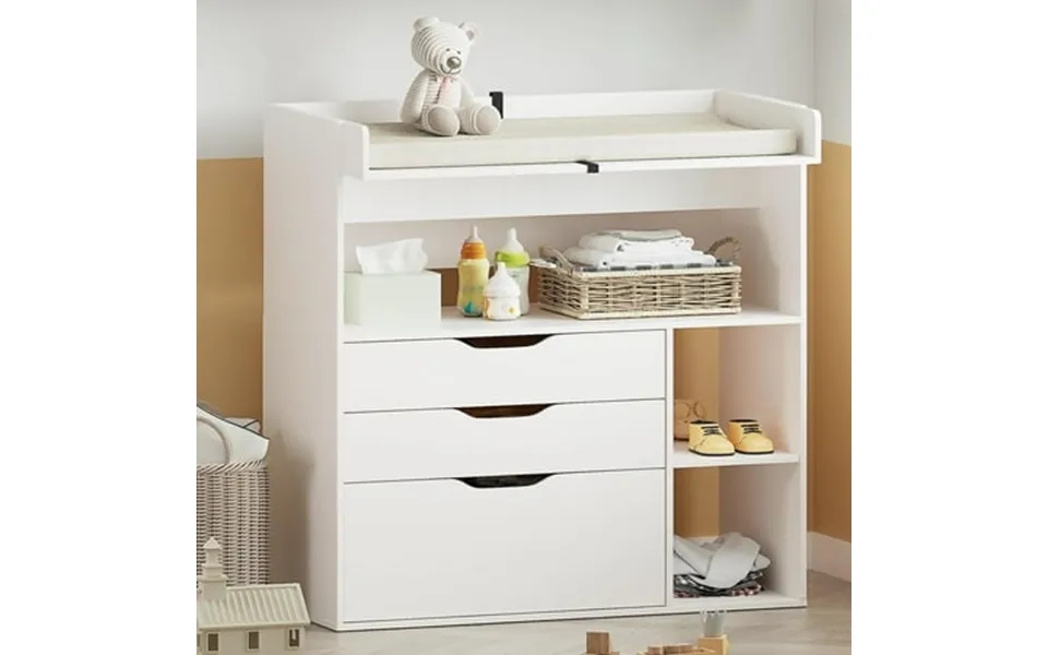 Linor Baby Changing Table Dresser With 3 Drawers And 3 Storage Shelves Can Be Used As A Baby Dresser With Changing Table