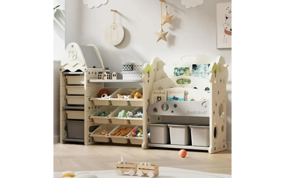 Linor Large Toddler Toy Chests With 17 Bins Castle-themed Storage Beige 17 Count