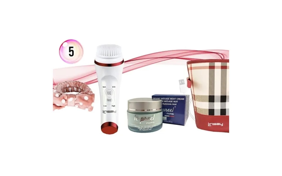 Linsay Ultrasonic Facial & Body Cleansing Brush With Temperature Control Bundle With Le Preel Paris Organic Night Time C
