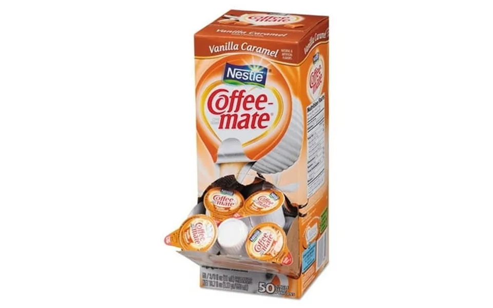 Liquid Coffee Creamer Vanilla Caramel 0.38 Oz Mini Cups 50 Box 4 Boxes Carton 200 Total Carton Bundle Of 5 Cartons