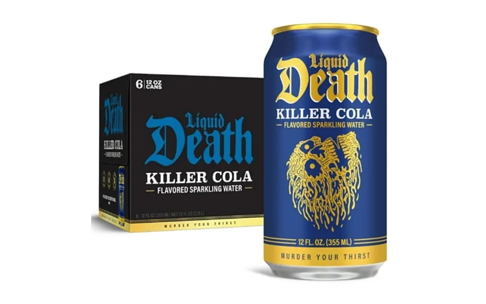 Liquid Death Killer Cola Soda-flavored Sparkling Water 6-pack 12oz Cans Low Calorie & No Artificial Sweeteners