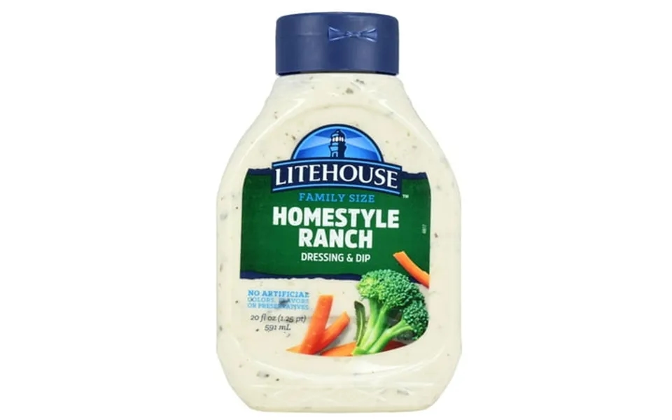 Litehouse Homestyle Ranch Refrigerated Salad Dressing & Dip 20 Fluid Oz Bottle 4 Pack