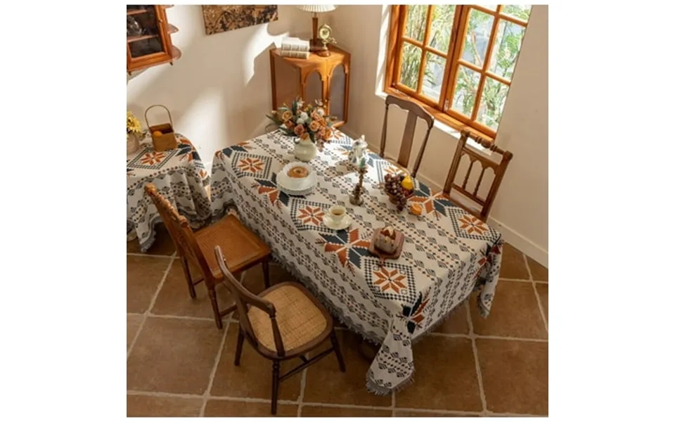 Livrdious Bohemian Style Tablecloth Cotton Yarn Tassel Tablecloth Outdoor Living Room Multifunctional Double Sided Avail