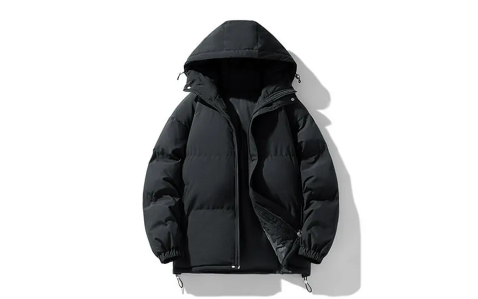 Lkfuzj Men S Hooded Puffer Jacket Stretch Packable Coat Lightweight Puffer Insulated Down Jacket - Black