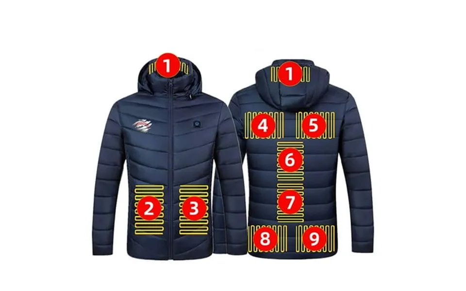 Lkfuzj Unisex Heated Hoodie Jacket With 9 Heating Zones Warm Rugby Printed Zipper Heating Puffer Coat Women Men Intellig