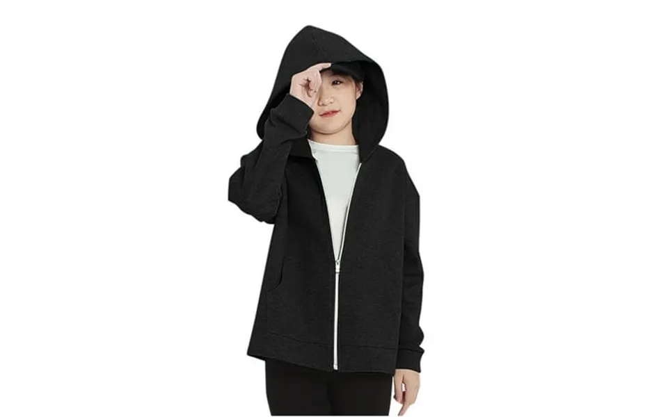Lkfuzj Unisex Kids 2024 Hooded Outerwear Casual Long Sleeve Zippered Jacket Tops Coat For Boys And Girls Black