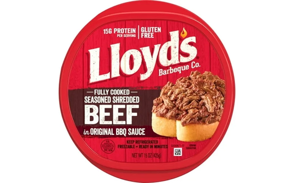 Lloyd S Seasoned And Shredded Beef In Original Bbq Sauce 15 Grams Protein Per Serving Refrigerated 15 Oz Plastic Tub