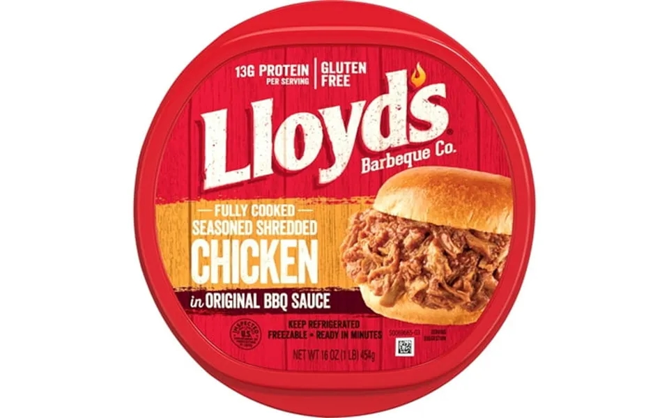 Lloyd S Shredded Chicken In Barbecue Sauce Fresh Fully Cooked Refrigerated In Convenient 16 Oz Plastic Microwaveable Tra
