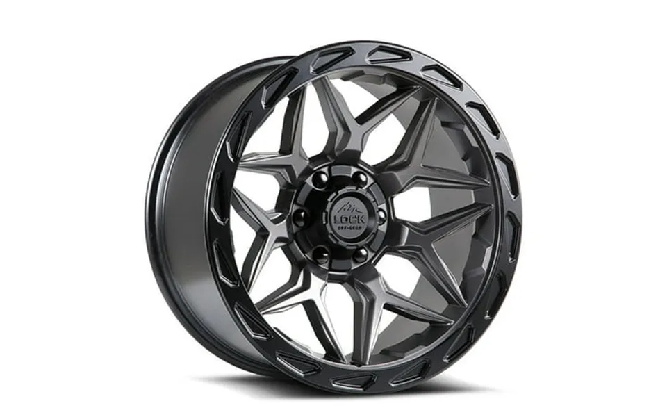 Lock Offroad For Matrix 22x10 5x127 5x139.7 -18et 87.1 Matte Gray W Matte Black Ring Wheel
