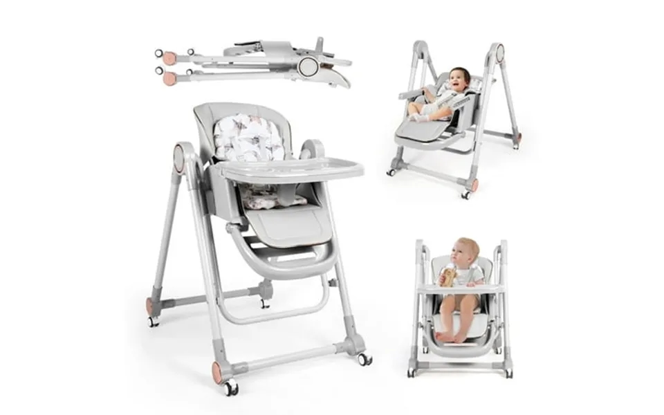 Loewten 3-in-1 Baby High Chair Convertible Baby Swing Foldable Infant Dining Chairs Seat With Wheels For Babies And Todd