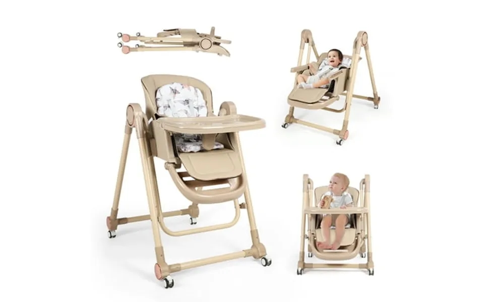 Loewten 3-in-1 Baby High Chair Convertible Baby Swing Foldable Infant Dining Chairs Seat With Wheels For Babies And Todd