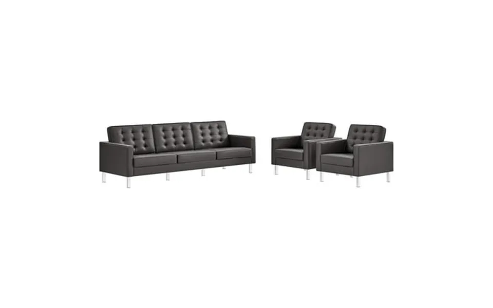 Loft 3 Piece Tufted Upholstered Faux Leather Set-eei-4105