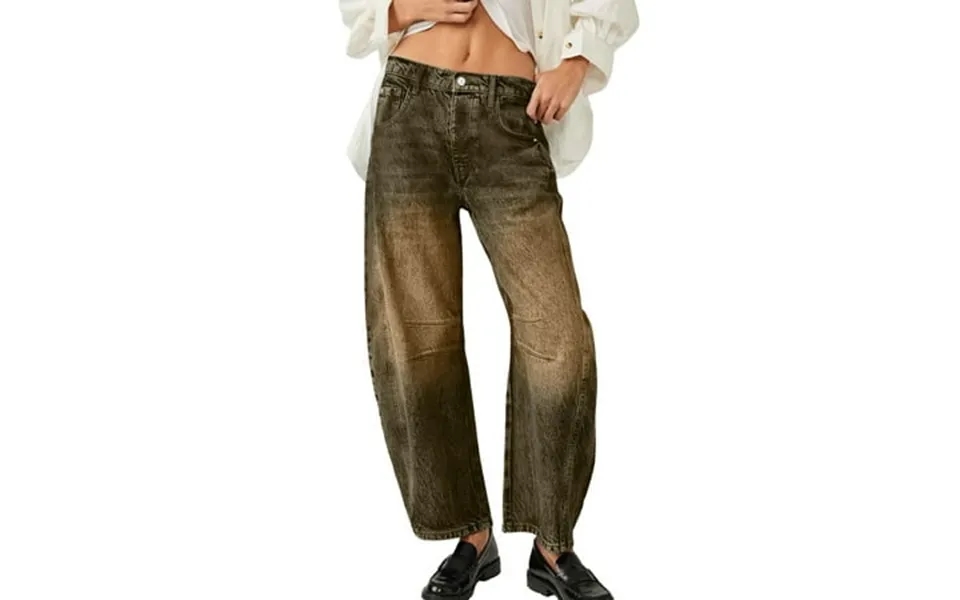 Lojoutye 2025 Mid Rise Barrel Jeans 311 Gear For Women Wide Leg Jean Pants For Women Mid Waist Cropped Denim Jean Pants