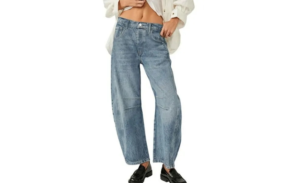 Lojoutye 2025 Mid Rise Barrel Jeans Jean 18 For Women Wide Leg Women Wide Pants High Waist Jean Mid Waist Cropped Denim