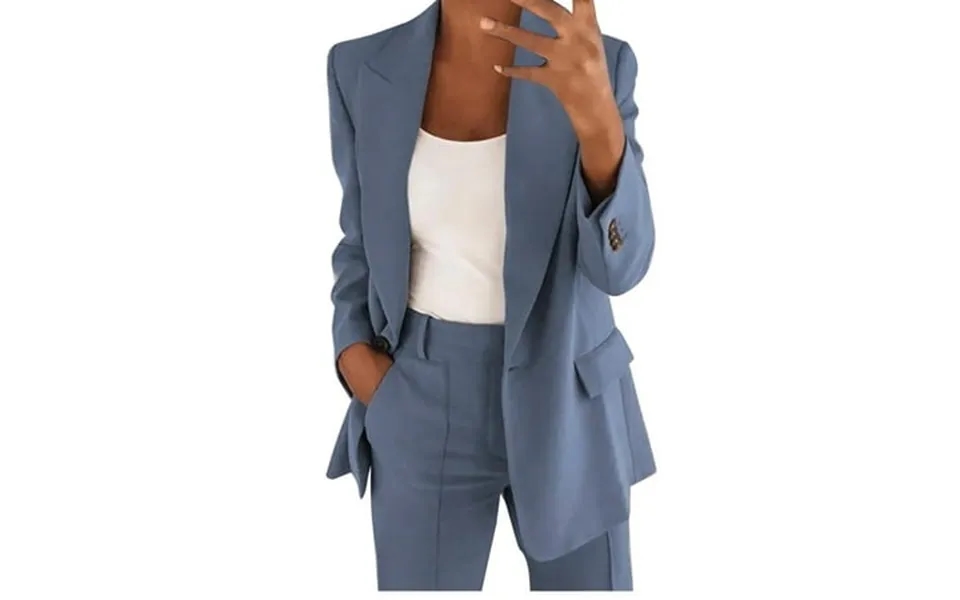 Lojoutye 2025 Women S Two Piece Lapels Formal Tops For Women Evening Weddings Suit Set Office Business Long Sleeve Butto