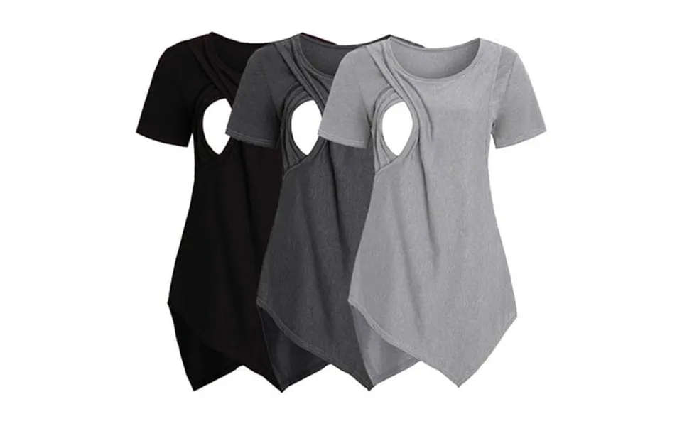 Lojoutye 2025 Womens Maternity Short Sleeve Womens Thick Top Crew Neck Solid Color Womens Overalls Denim Asymmetrical Nu