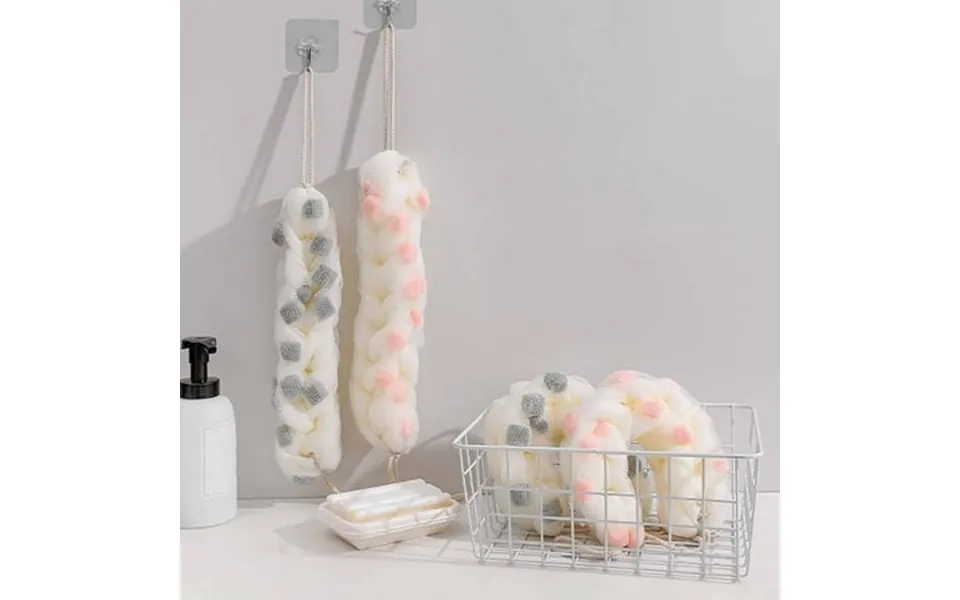 Long Stretch Back Sponge With Rope Handles Back Bath Shower Mesh Sponge Exfoliating Body Scrub Stretch Braided Loofah Fo
