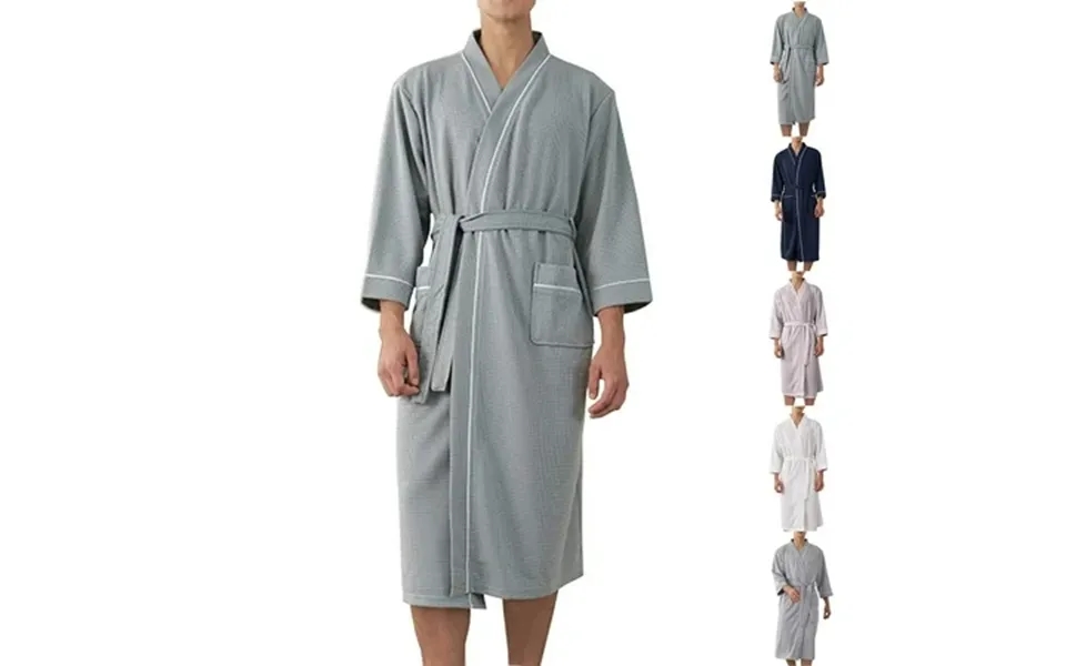 Loopsun Mens Bath Robes Men S Loose Casual V-neck Solid Sleepwear Bathrobe Nightgown Cardigan Green Xxxl
