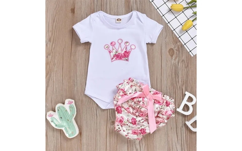Lovebay Infant Baby Girls Clothes Crown Romper Tops Tutu Shorts Outfit Set