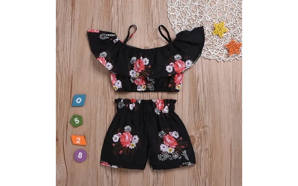 Lovebay Kids Baby Girls Clothes Off Shoulder Sleeveless Floral Tops Short Pants Summer Outfit Set 1-6y