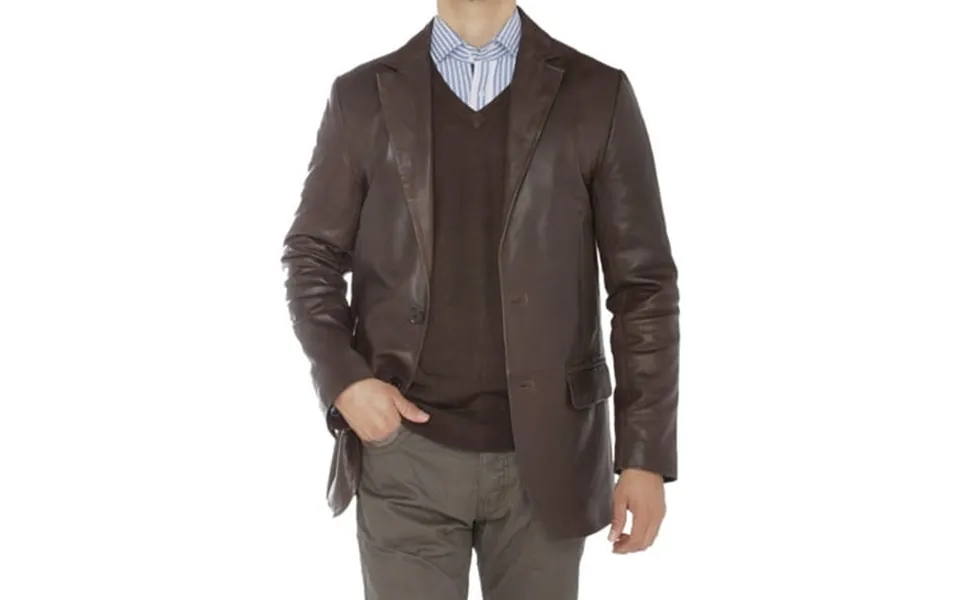 Luciano Natazzi Mens Nappa Leather Blazer 2 Button Modern Fit Jacket
