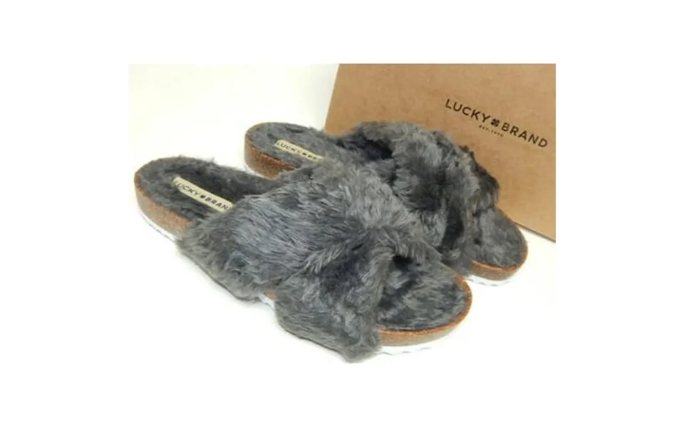 Lucky Brand Marana Size Us 10 M Women S Furry Crisscross Slide Sandals Graphite