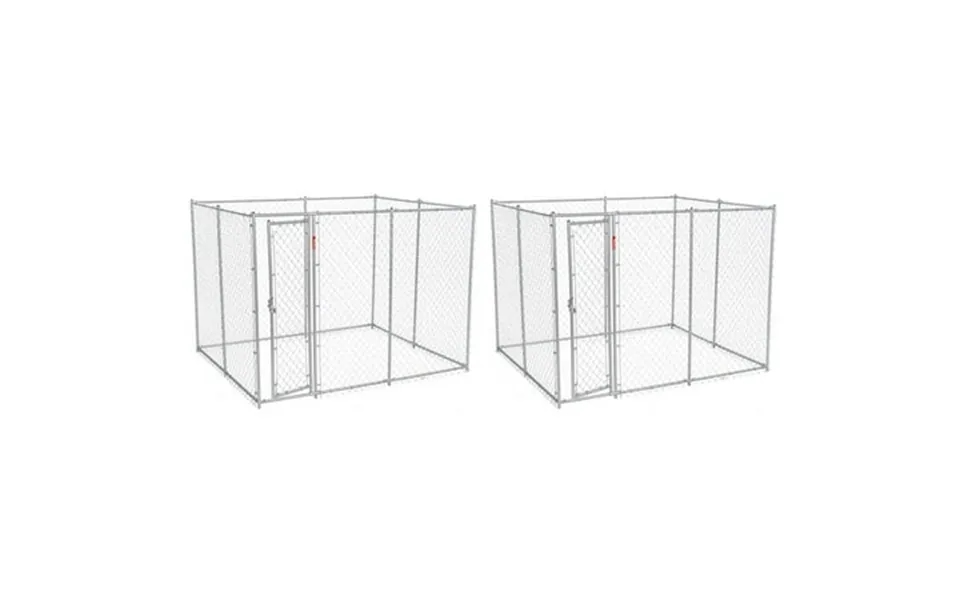 Lucky Dog Heavy Duty Outdoor Chain Link Dog Kennel Silver 10 L X 5 W X 6 H 2 Pack