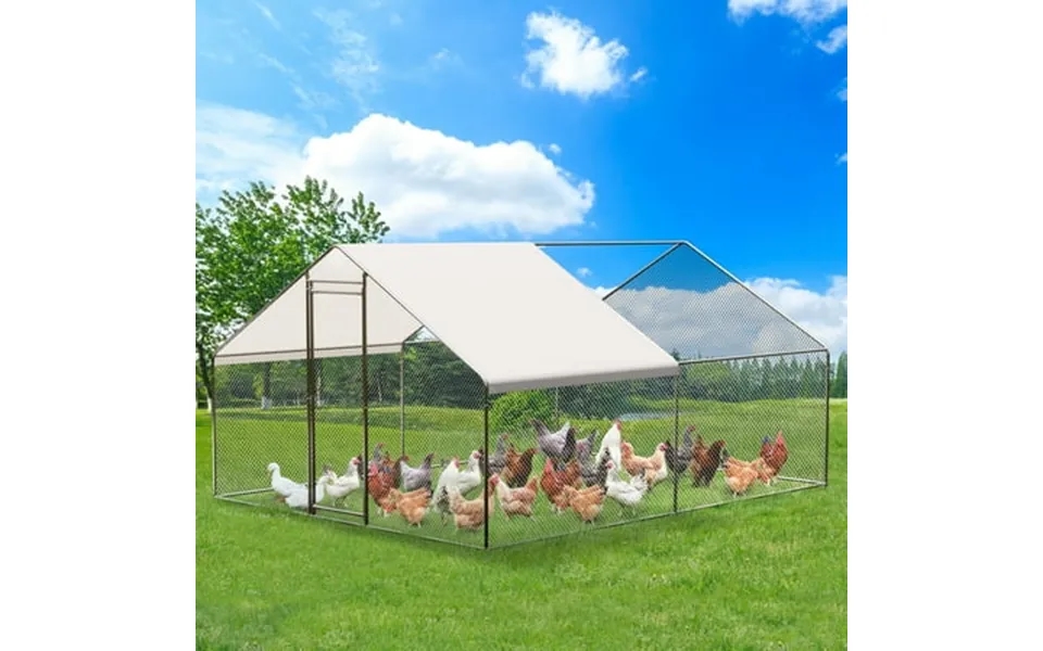 Luku Spacious Outdoor Chicken Coop - Durable Galvanized Metal With Secure Lock For Chickens Ducks And Rabbits