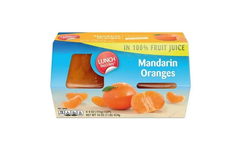 Lunch Buddies Fruit Bowls Mandarin Oranges In 100% Juice - 4 Count 4 Oz