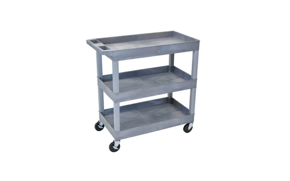 Luxor 18 X 32 Three Shelf Tub Utility Cart - Gray