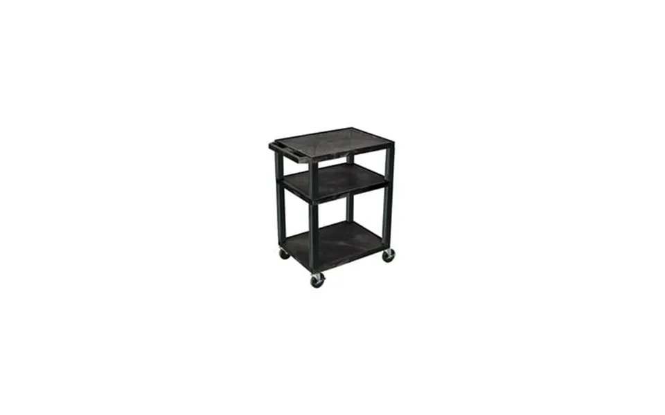 Luxor 24 In. Plastic Av Cart With Three Shelves Black