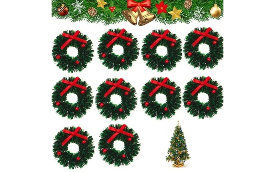 Luxtrada 10 5 Pcs 2.4inch Mini Christmas Wreaths Dollhouse Miniature Christmas Tree Decoration Garland Wreath Mini Craft