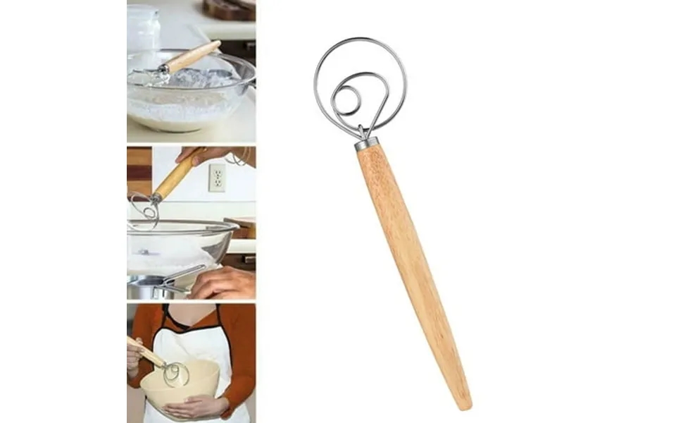 Luxtrada 13 Inch Danish Dough Whisk Stainless Steel Bread Dough For Cooking Bread Pastry Dumpling And Pizza Dough Making