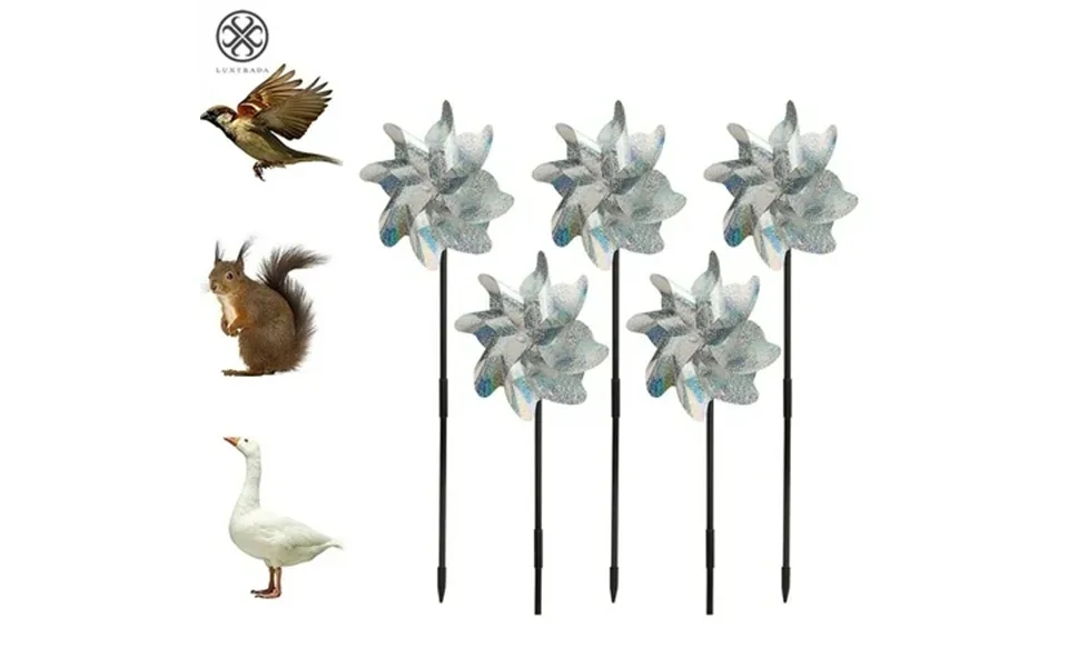 Luxtrada 5 Pack Reflective Pinwheels With Stakes Extra Sparkly Pin Wheel For Garden Decor Bird Devices Deterrent