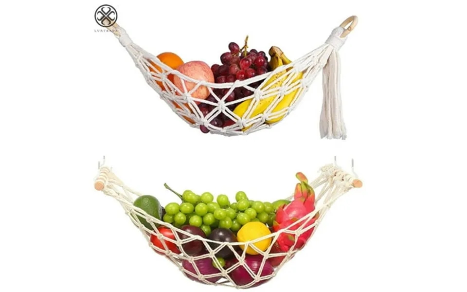 Luxtrada Macrame Fruit Hammock Under Cabinet Hanging Fruit Hammock For Boho Kitchen Decor Handwoven Veggie Banana Hammoc