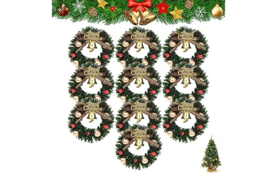 Luxtrada Mini Christmas Wreaths 10 Pcs Dollhouse Accessories Plastic Red Bowknot Bell