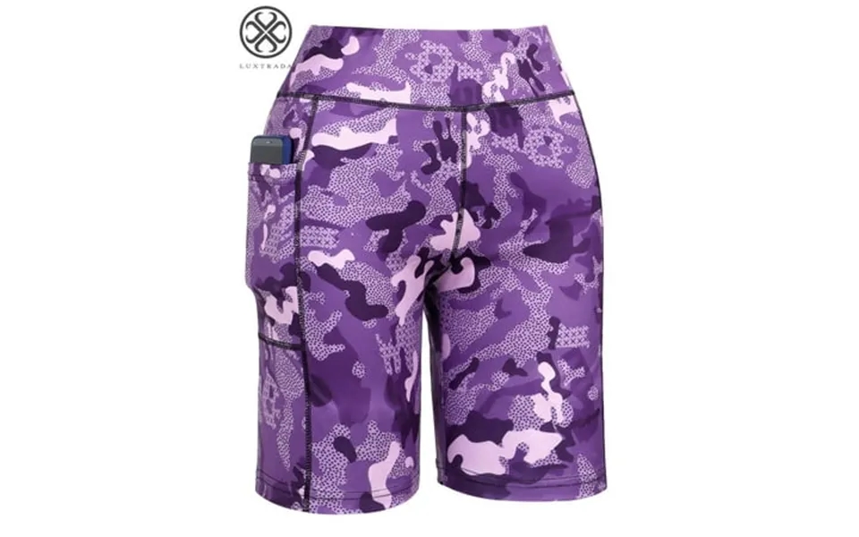 Luxtrada Simple Camouflage Women Compression Yoga Shorts Sport Gym Fitness Running Butt Lift Booty Pants With Pockets