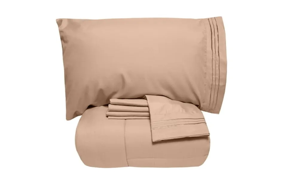 Luxury 5 Piece Bed-in-a-bag Down Alternative Comforter & Sheet Set Full Taupe By Sweet Home Collection