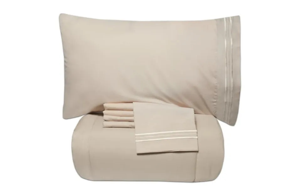 Luxury 5 Piece Bed-in-a-bag Down Alternative Comforter & Sheet Set King Cream By Sweet Home Collection