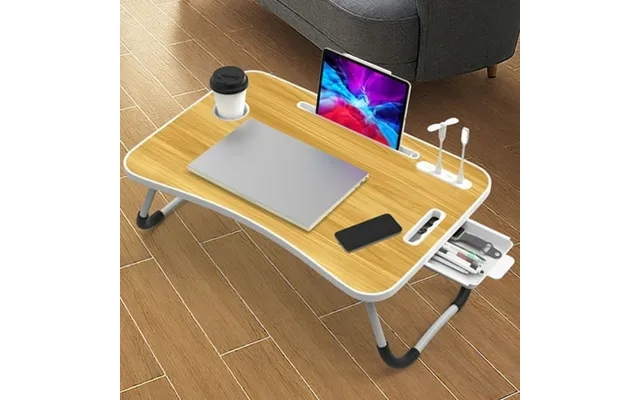 Luxvie Foldable Laptop Desk For Bed Foldable Laptop Bed Desk With 6 Usb Ports Cup Holder And Draw Bed Standing Table For product image