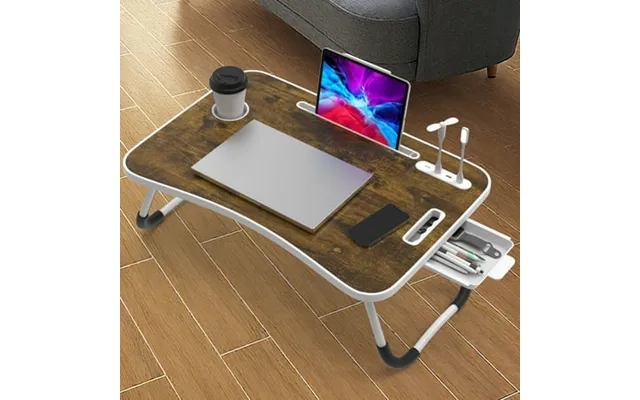 Luxvie Foldable Laptop Desk For Bed Foldable Laptop Bed Desk With 7 Usb Ports Cup Holder And Draw Bed Standing Table For product image