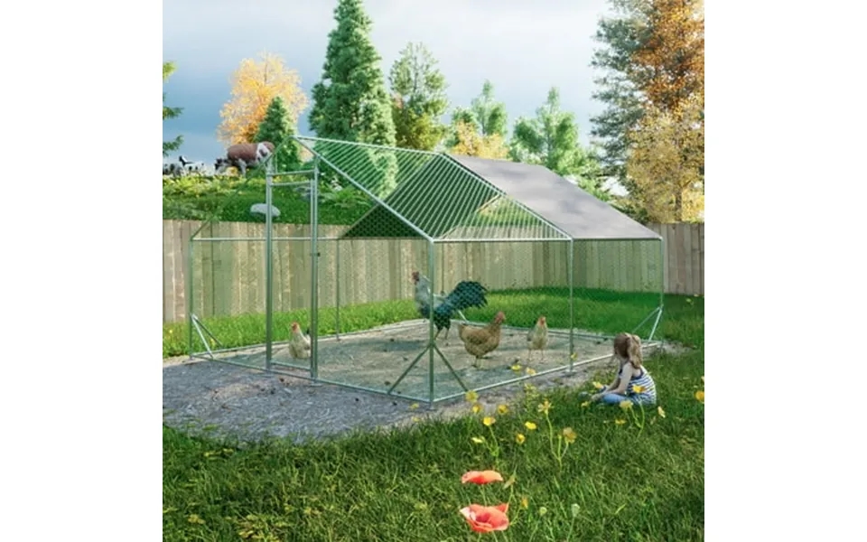 Lzbeitem Large Chicken Coops Metal Outdoor Duck Walk-in Run Poultry Cage Hen House Yard Habitat Cage With Waterproof Cov