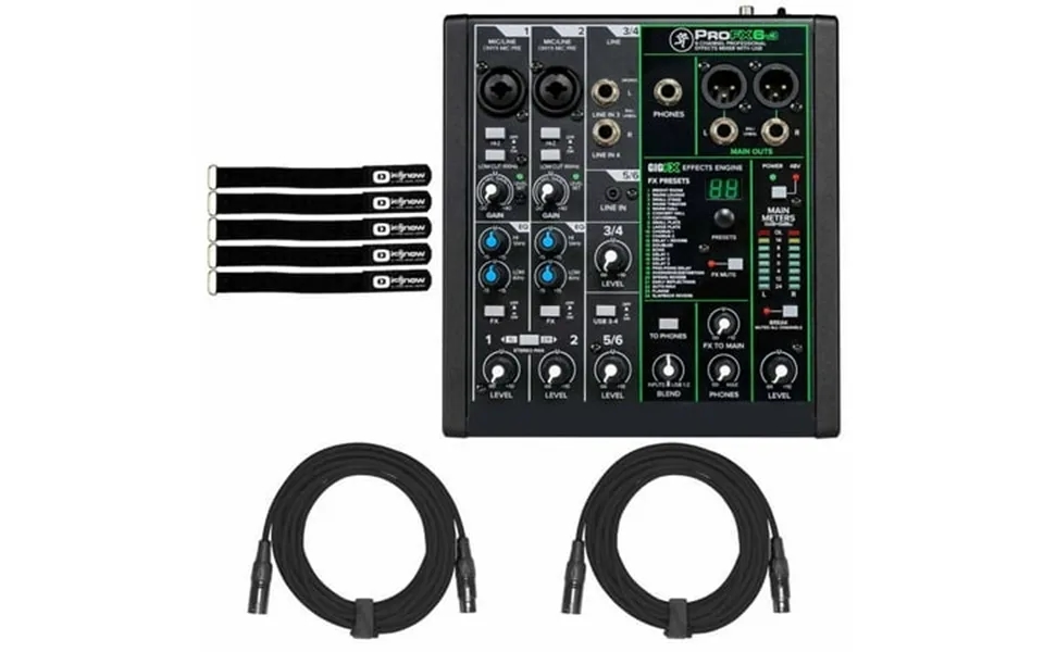 Mackie Profx6v3 6 Channel Professional Effects Mixer With Cables Package