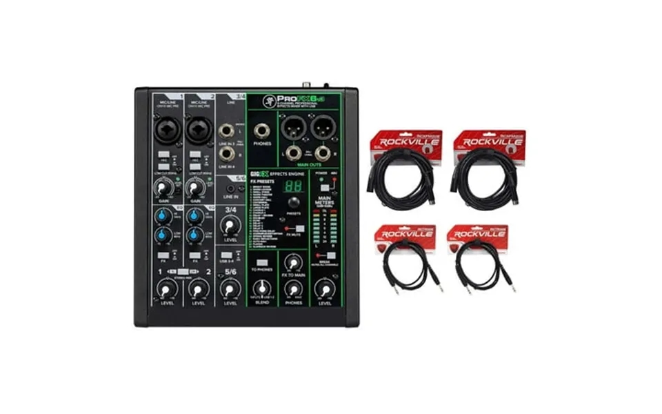 Mackie Profx6v3 6-channel Pro Effects Mixer W Usb Profx6 V3 Xlr 1 4 Cables