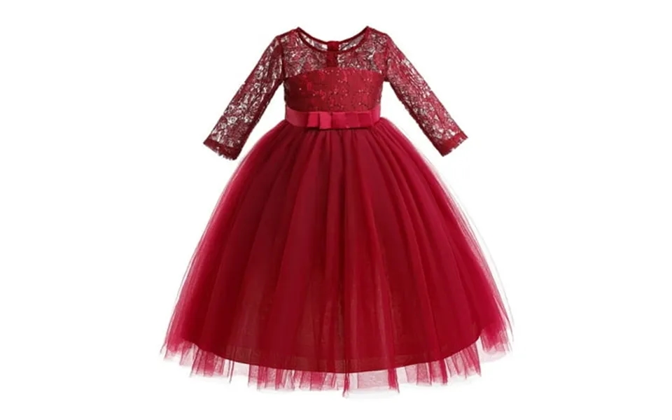 Maean Girl S Elegant Lace Dress Long Sleeve Dress Birthday Party Wedding Princess Gown Dress For Toddler Kids