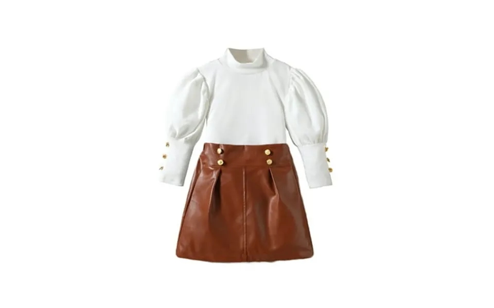 Maean Toddler Girl S Clothing Outfits Long Sleeve Tops And Leather Half Skirts 2 Piece Sets For Fall Winter Clothes